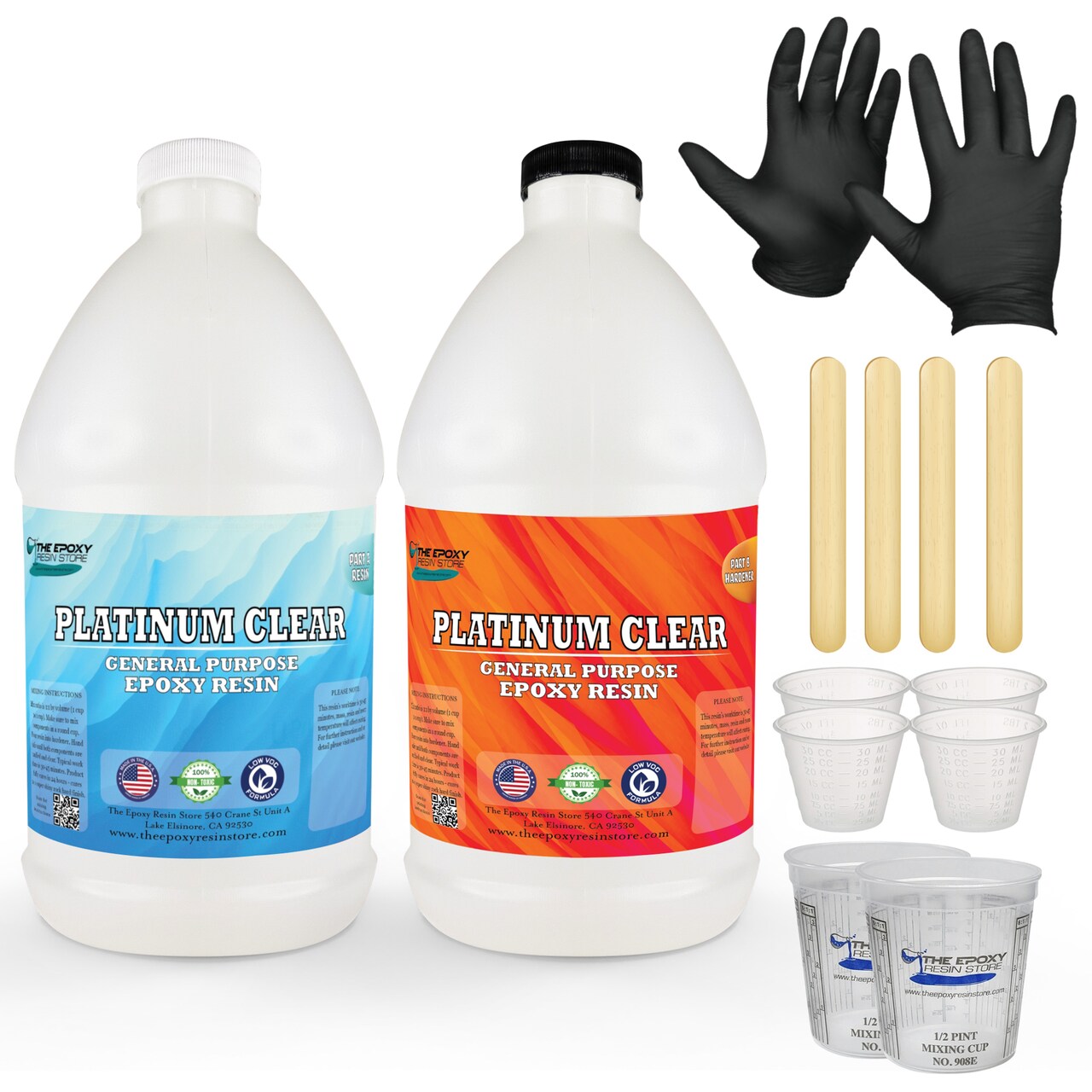 The Epoxy Resin Store - Clear Epoxy Resin, 2 part Kit, Self Leveling, Easy Mixing (1-1), High Gloss Finish, Cures Rigid, Low odor, Easy to Use - Epoxy Kit (A & B)